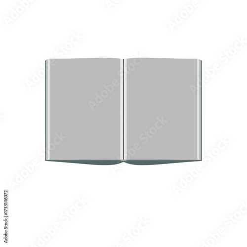 Minimalist Open Book with Blank Gray Pages Ready for Custom Content in a Top-Down View
