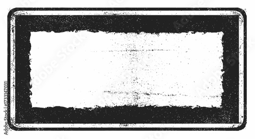 Distressed Black and White Rectangular Sign with Blank Center.