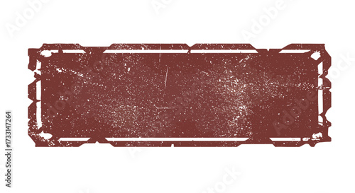 Distressed Brown Rectangular Stamp with Decorative Border.