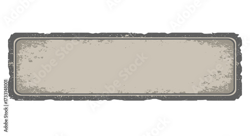 Distressed Rectangular Sign with Gray Border and Beige Interior.
