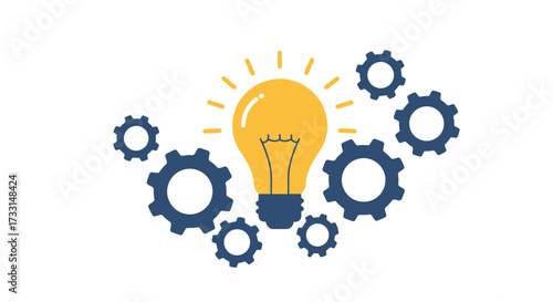 Illuminating Ideas A Lightbulb Surrounded by Gears.