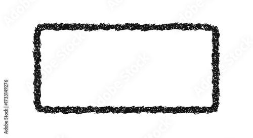 Roughly Drawn Black Rectangle with Textured Edges on White Background.