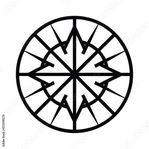 Norse Compass Glyph Icon Vector Illustration