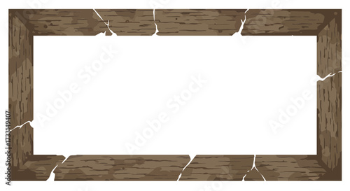 Rustic Wooden Frame with Cracks and Distressed Texture.