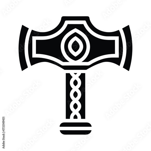 Norse Hammer Symbol Icon Vector Illustration