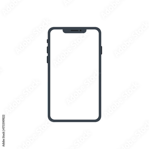 Modern smartphone mobile device vector illustration with a blank white screen ready for app design mockup display.