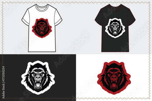 Angry Gorilla Head Graphic Design T shirt design T Shirts animal face