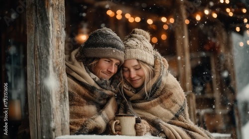 Couple Sharing Warm Moment in Winter