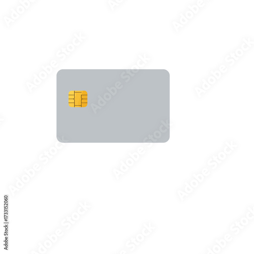 Modern Gray Credit Card with Golden EMV Chip for Secure Electronic Payments and Financial Transactions Vector Illustration