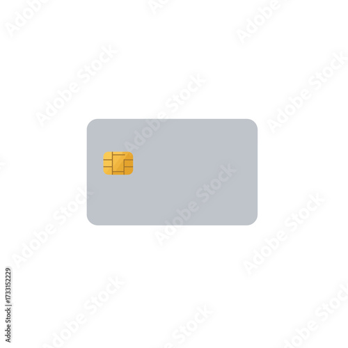 Modern gray credit card with golden EMV smart chip for secure digital payments, an essential financial technology item.