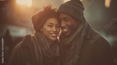 Warm Winter Couple Embrace
