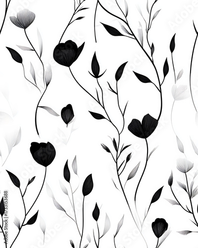 Floral or leaf pattern background suitable for wallpaper, fabric, or decorative design. Soft colors and natural style, ideal for digital and print use.