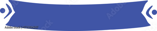 Blue Ribbon Banner with Decorative Ends on White Background label
