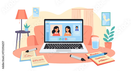 Remote Collaboration: Virtual Meeting Illustration