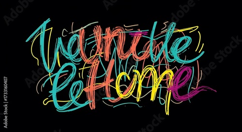 Colorful text-based graphic with the phrase 'Mindful Eating' in a vibrant, handwritten-style font on a black background with a white stripe, promoting a healthy mindful eating practice.