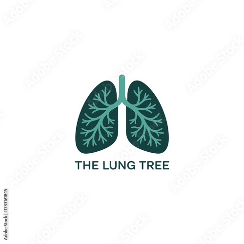 Abstract lungs with leaf veins, eco respiratory emblem, wellness clinic branding, minimal medicine mark, green healthcare vector illustration