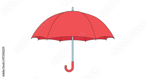 A large red umbrella is open against a white background.