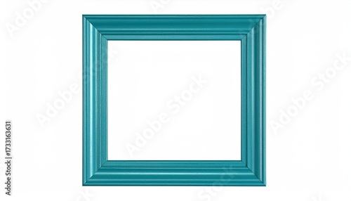 Teal, square picture frame with textured detail, centered on a white background
