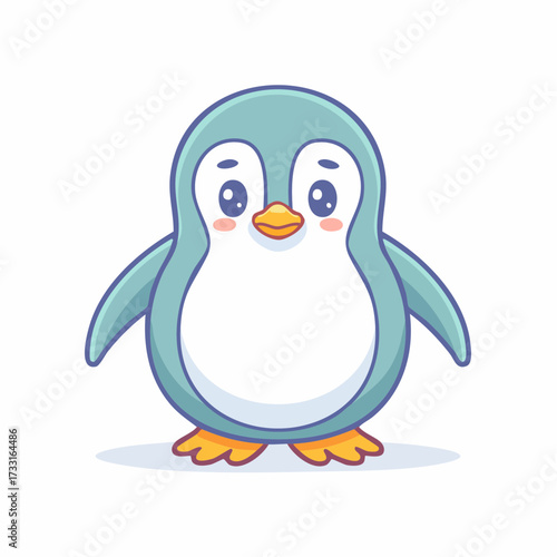 Adorable baby penguin mascot in a simple kawaii art style. A cheerful and friendly polar animal vector graphic