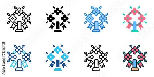 Commemoration icon set multiple style collection 

