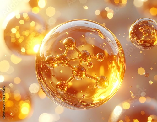 Abstract image of molecules in bubbles
