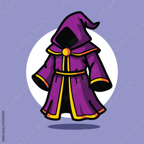 Wizard Robe Illustration for RPG Game Icon, Fantasy Magic Outfit, and Adventure Equipment Design