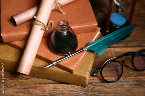 Old books with nib pen, ink...