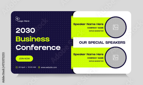 Digital business yearly conference digital webinar banner template design, online meeting banner design, talk show banner design, editable vector eps 10 file format