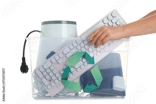 Female hand with electronic...