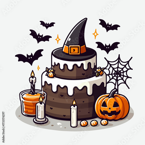 halloween cake vector white background