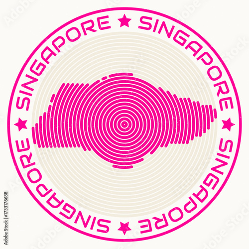 Singapore map with round title. Country shape rings. Singapore text around the country boundary shape. Elegant vector illustration.
