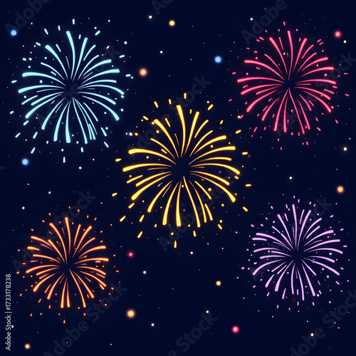 Fireworks Explosion Art – Colorful Festival Vector for Digital Projects
