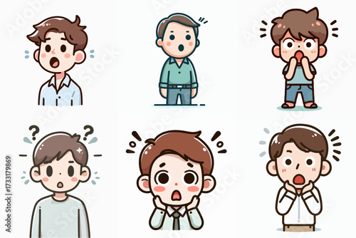 shocked person expression vector set