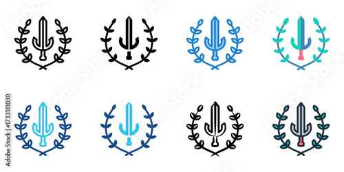 Heritage icon set multiple style collection 
