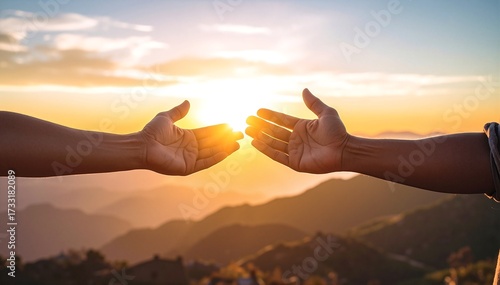 Two hands, one slightly larger than the other, stretch towards each other, their fingers almost touching, conveying a sense of connection and intimacy.