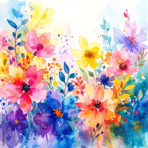 Vibrant watercolor flower wallpapers by TheArtOf, showcasing delicate petals and lush greenery in soft hues, perfect for adding a touch of elegance to any space.