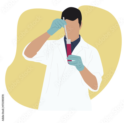 male scientists. male scientist conducting experiment with test tubes. Science day concept.