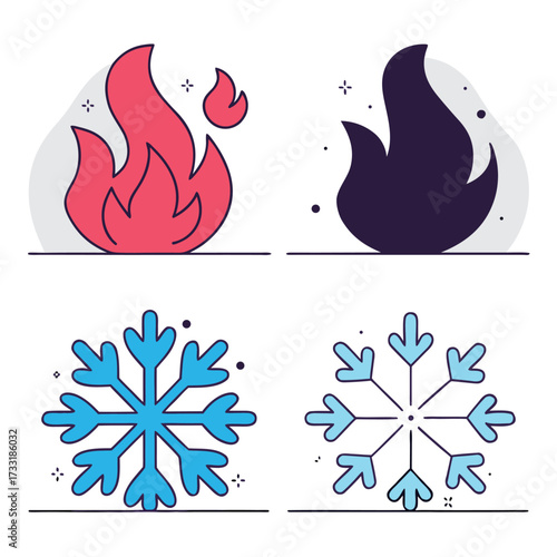 fire-ice-transformation-templates-isolated-on-whit.eps
