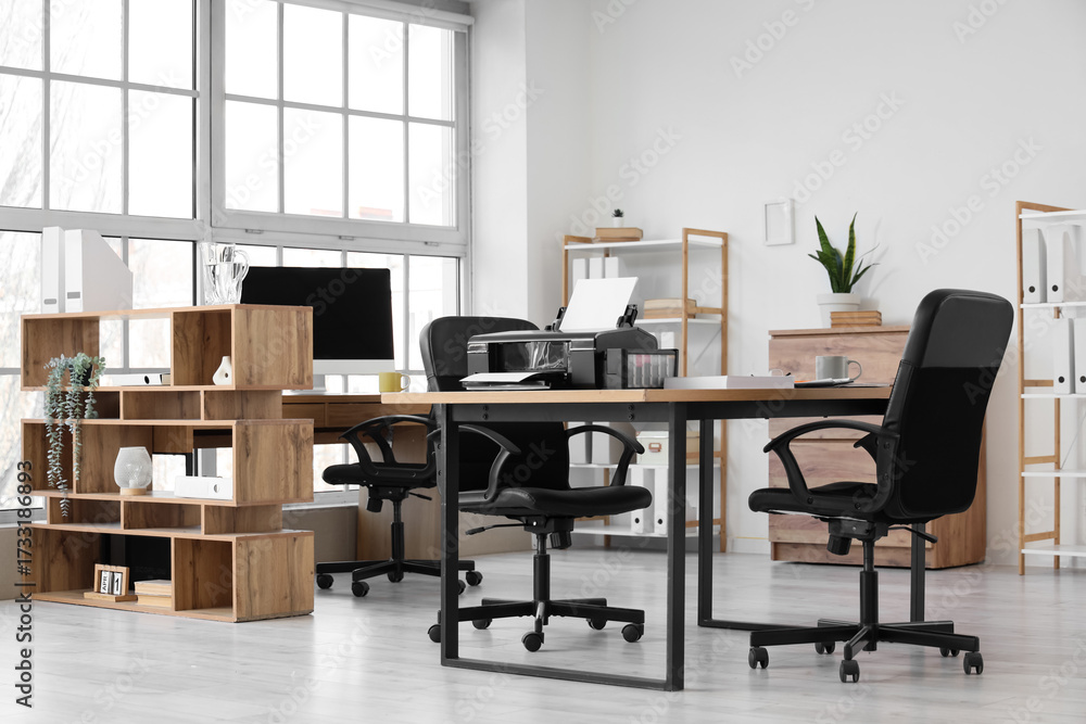 Fototapeta premium Interior of modern office with printer on table