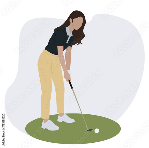  a woman playing golf, golf player African American female
