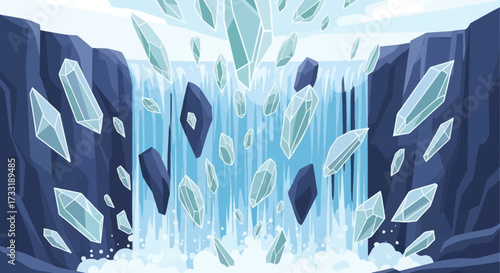 Falling Ice Shards and Crystals.