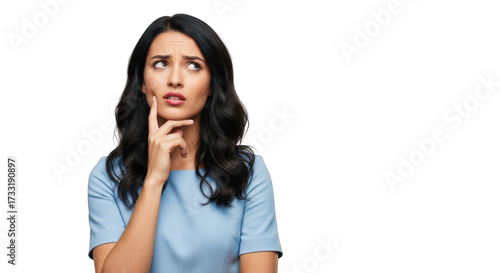 Woman thinking isolated on transparent background