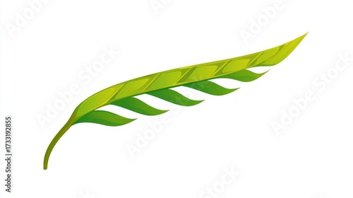 Wallpaper Mural A detailed illustration of a single, vibrant green leaf with a unique, elongated shape and intricate details. Torontodigital.ca