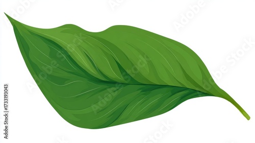 Wallpaper Mural Single fresh green leaf isolated on white background, a macro closeup of nature's freshness and growth Torontodigital.ca