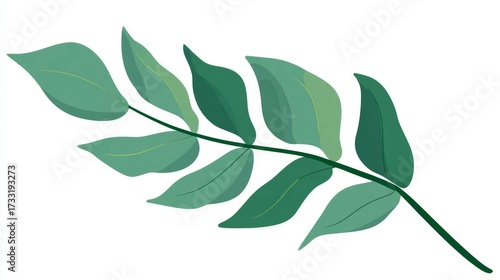 Wallpaper Mural Illustration of a green leafy branch with multiple leaves, perfect for nature-themed designs. Torontodigital.ca