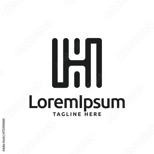 Simple monogram logo icon line brand