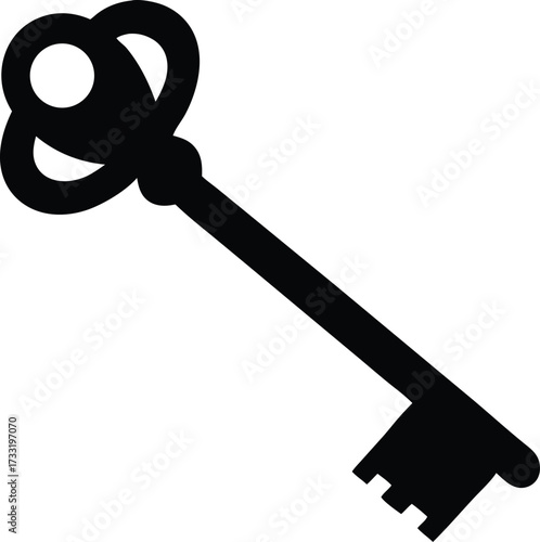 key vector metal object silhouette vector, door opener icon illustration
