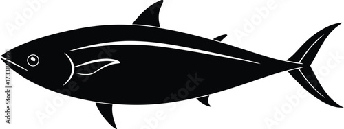 tuna fish fast swimmer silhouette vector, game fish icon illustration
