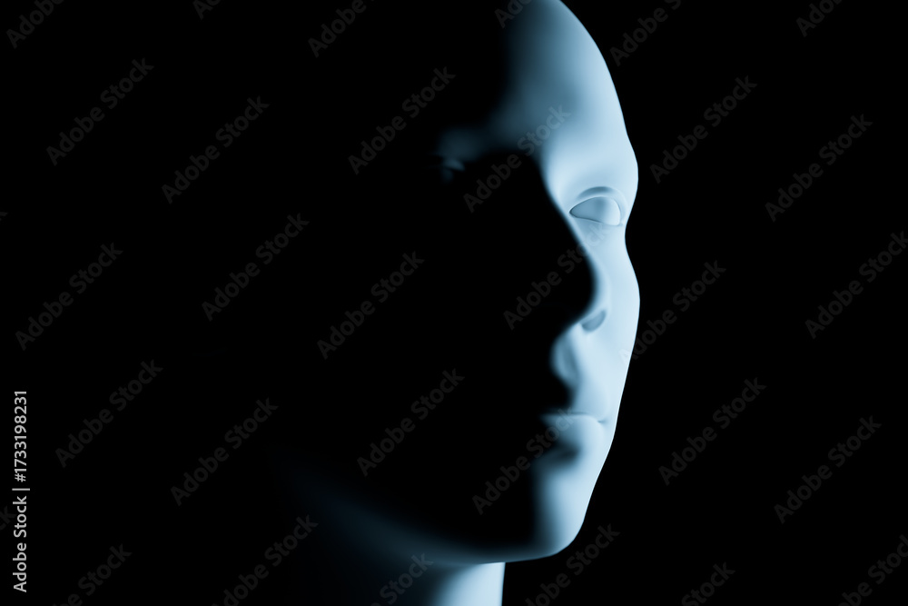 Fototapeta premium Futuristic AI Humanoid Face concepts. 3d rendering