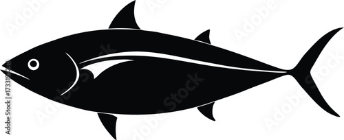 tuna fish silhouette vector, ocean marine illustration
